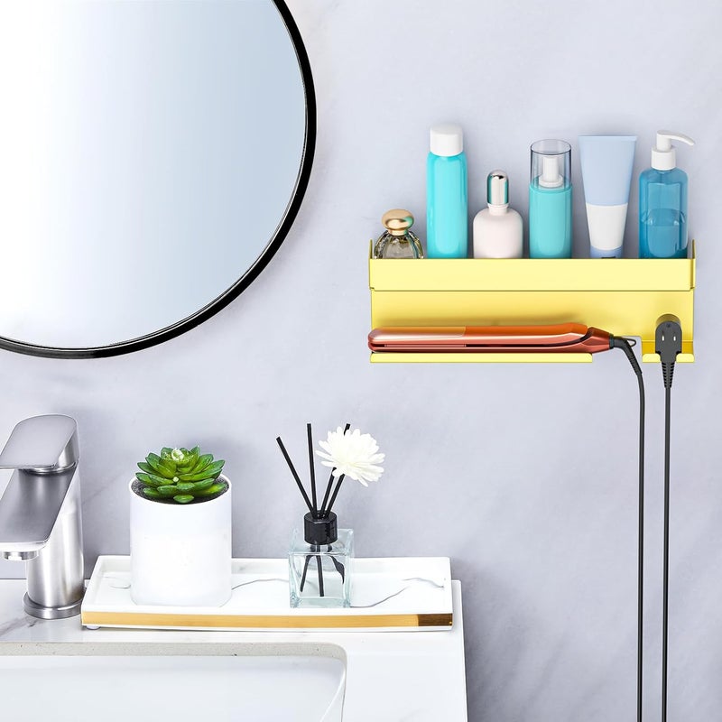 Oukimly Store Storage Hair Dryer Holder for Curling Iron Accessories, Hair Tool Organizer Wall Mount, Curling Iron Holder, Bathroom Hair Straightener Holder Stand for Styler Attachments Organizer, Gold - Image 4